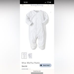 NWOT Kissy Kissy Silver Ele-Fun Footie